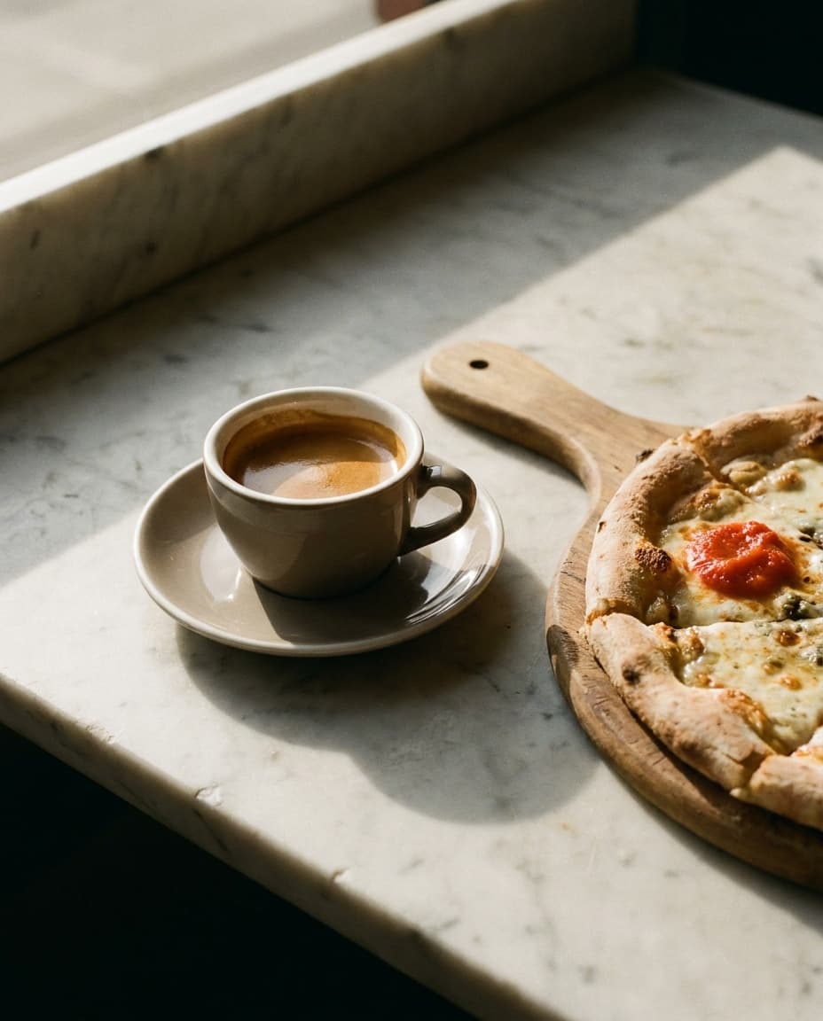 Espresso und Pizza